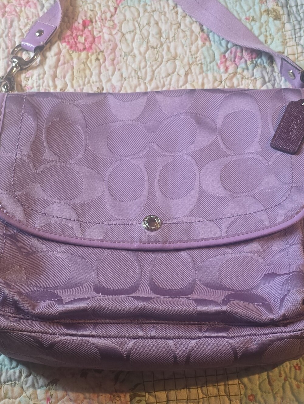 ✨ Coach Kyra Daisy Signature Crossbody Messanger Bag Lavender Lilac Y2K W/ COA